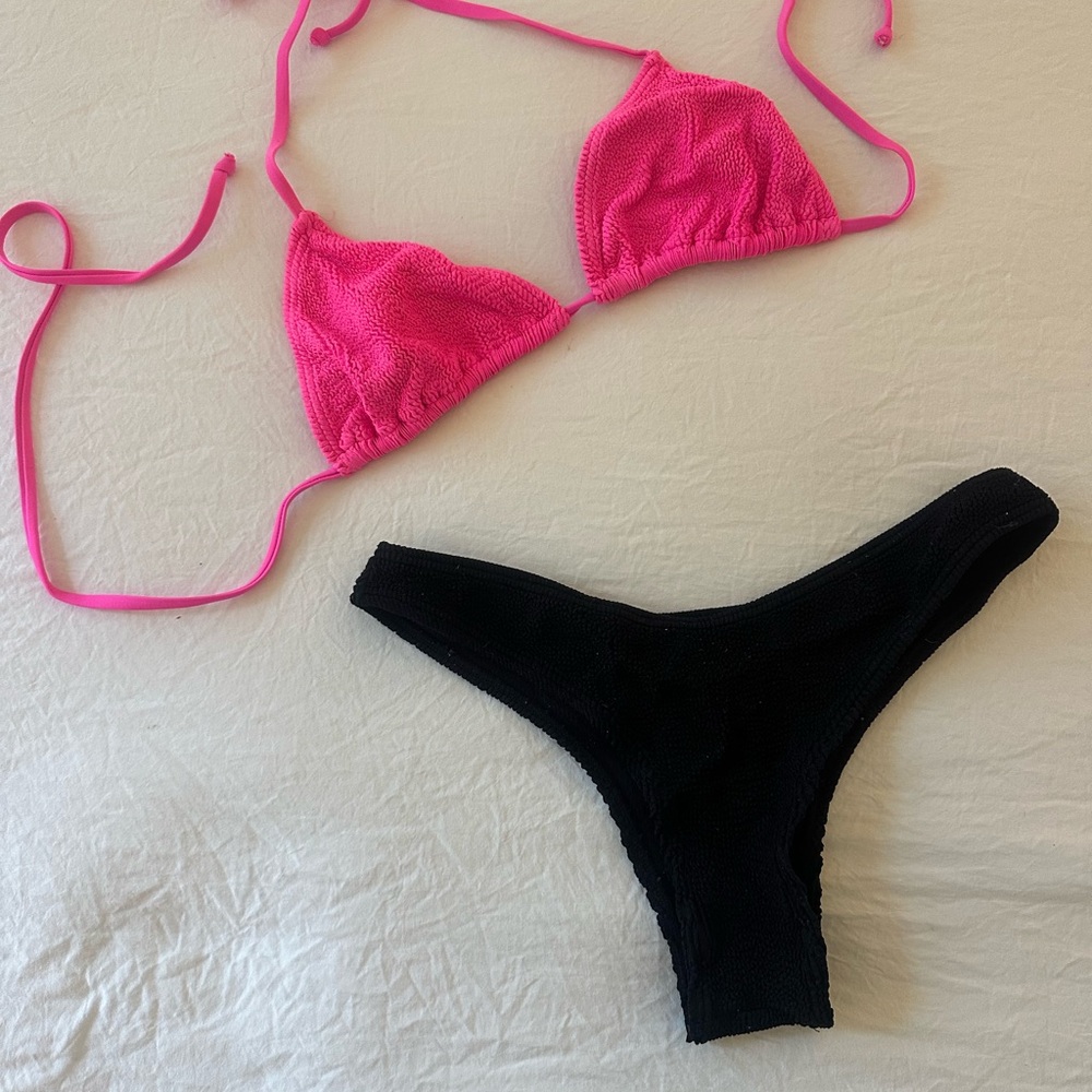 Love & Bikinis Hot Pink and Black Swimsuit